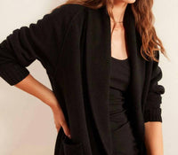 JAMES PERSE Cashmere Shawl Collar Cardigan in black - women's cardigan - alternate view