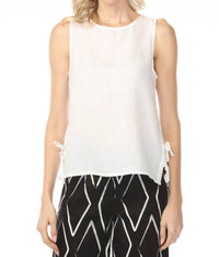 Charlie B - Side Ties Solid Linen Blend Sleeveless Top