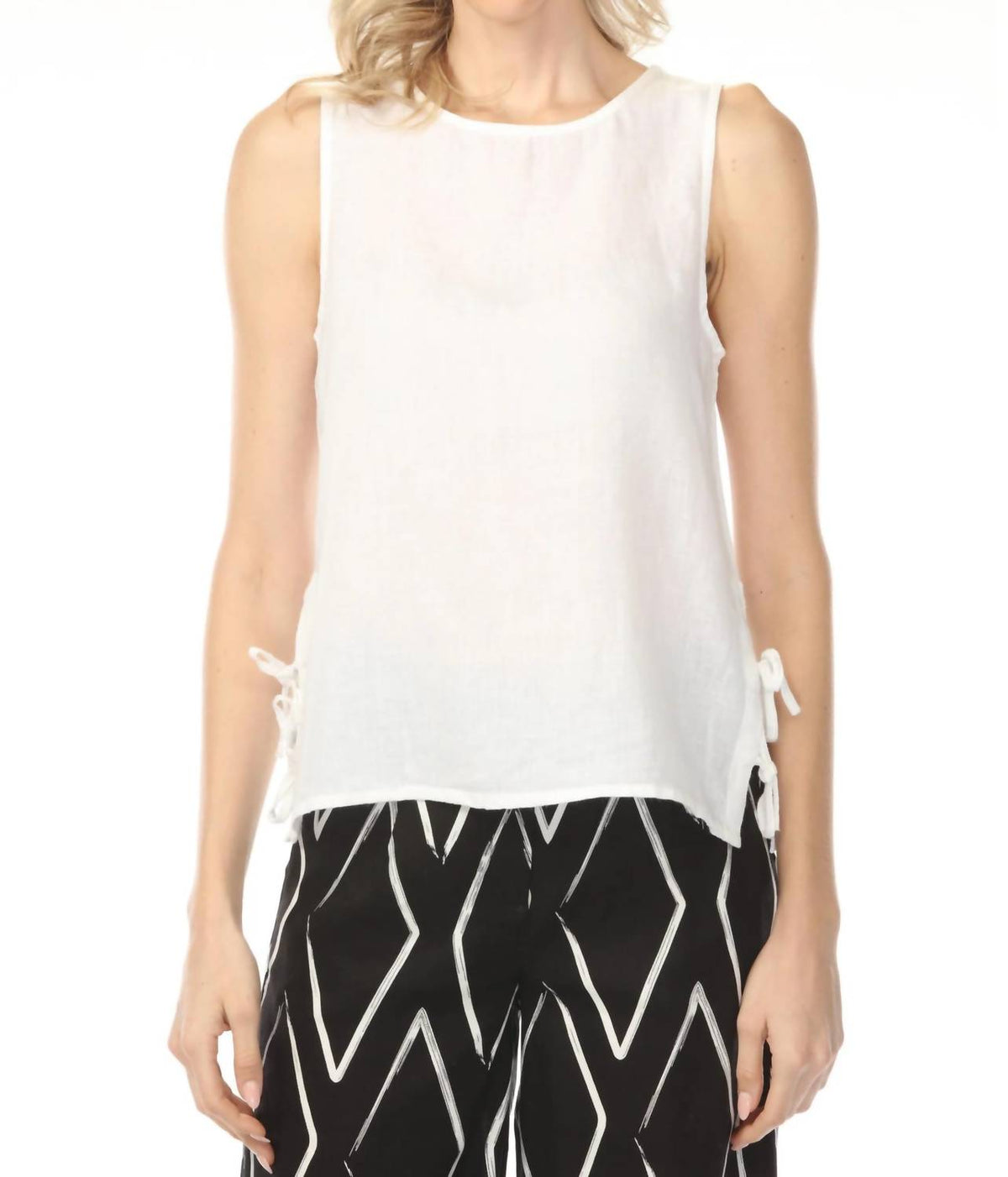 Charlie B - Side Ties Solid Linen Blend Sleeveless Top