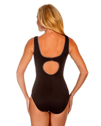 Miraclesuit Touche Underwire One Piece Swimsuit in black white - women's swimwear - detail view