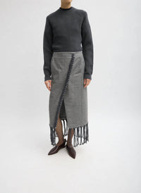 Tibi Techy Bonded Wool Crochet Trim Skirt in grey 1 - women's skirt