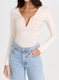 Susana Monaco - V-neck Gathered Long Sleeve Top