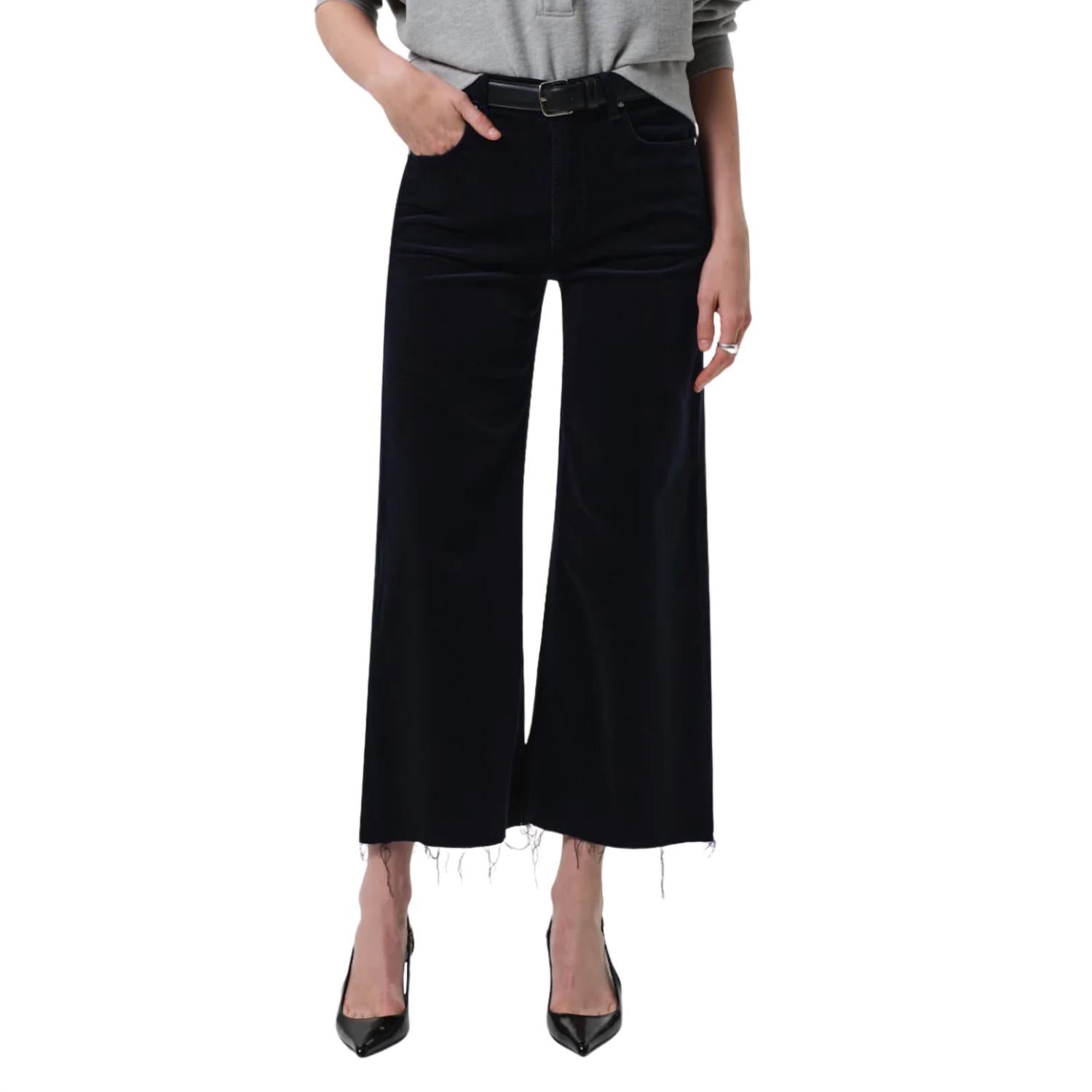 Citizens of Humanity Lyra Crop Wide Leg Crop Corduroy Jeans in navy - women's pants