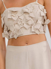 Surelymine - Marbella Floral Appliqué Wide Leg Pant Set