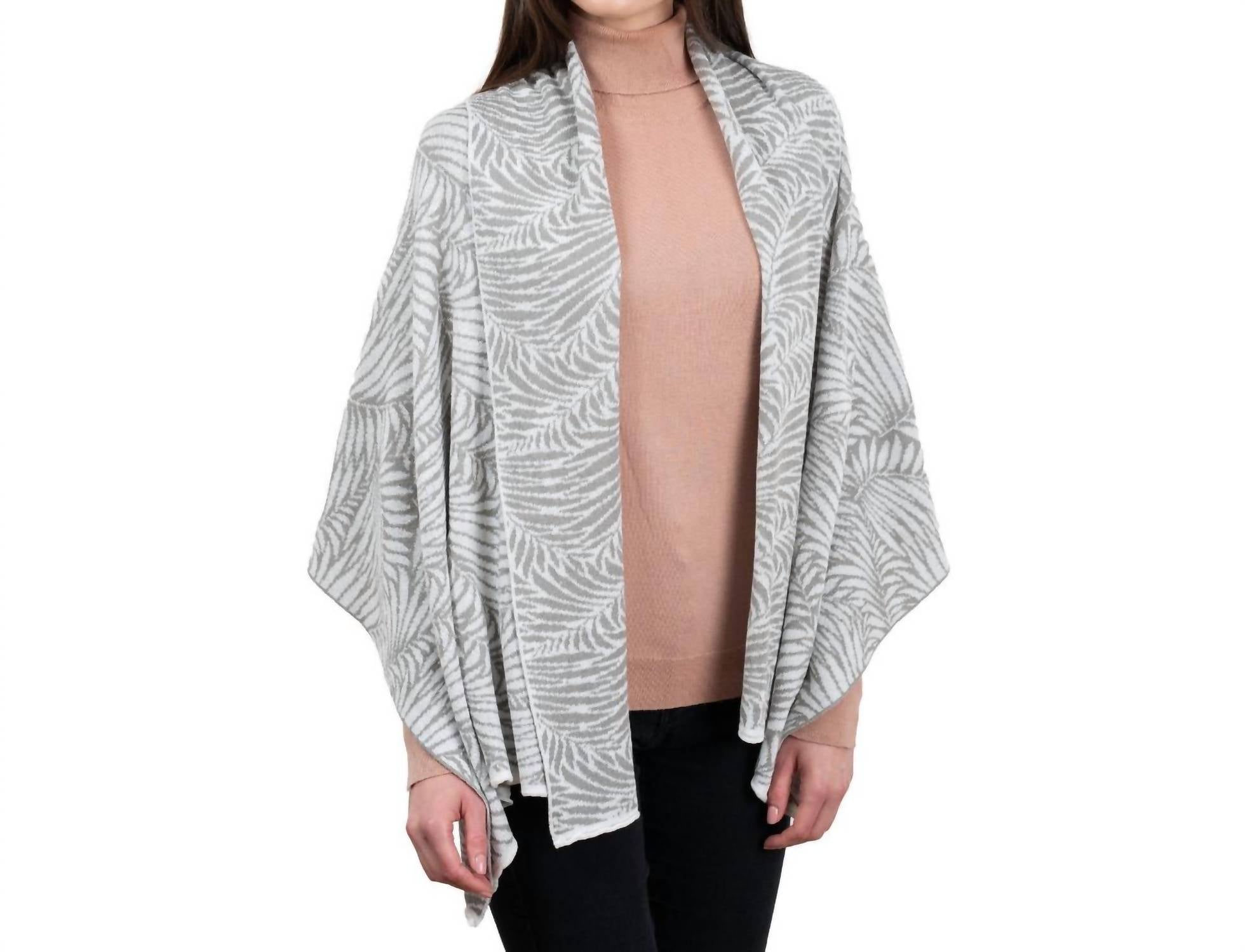 Saol Knitwear Newgrange Fern Wrap in harbour grey - women's scarf