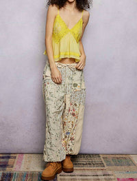 Pol - V-neck Sleeveless Embroidered Woven Top