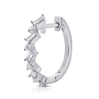 Diana M Jewels - 10 Baggett And Round Diamonds Huggie Earrings