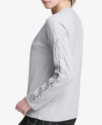 Dkny - Lace up Long Sleeve Jewel Neck Top
