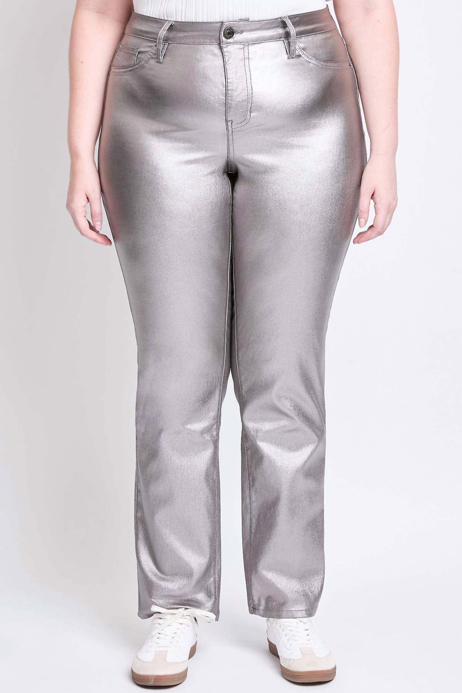 Ymi - Smoke High Rise Straight Leg Metallic Pants