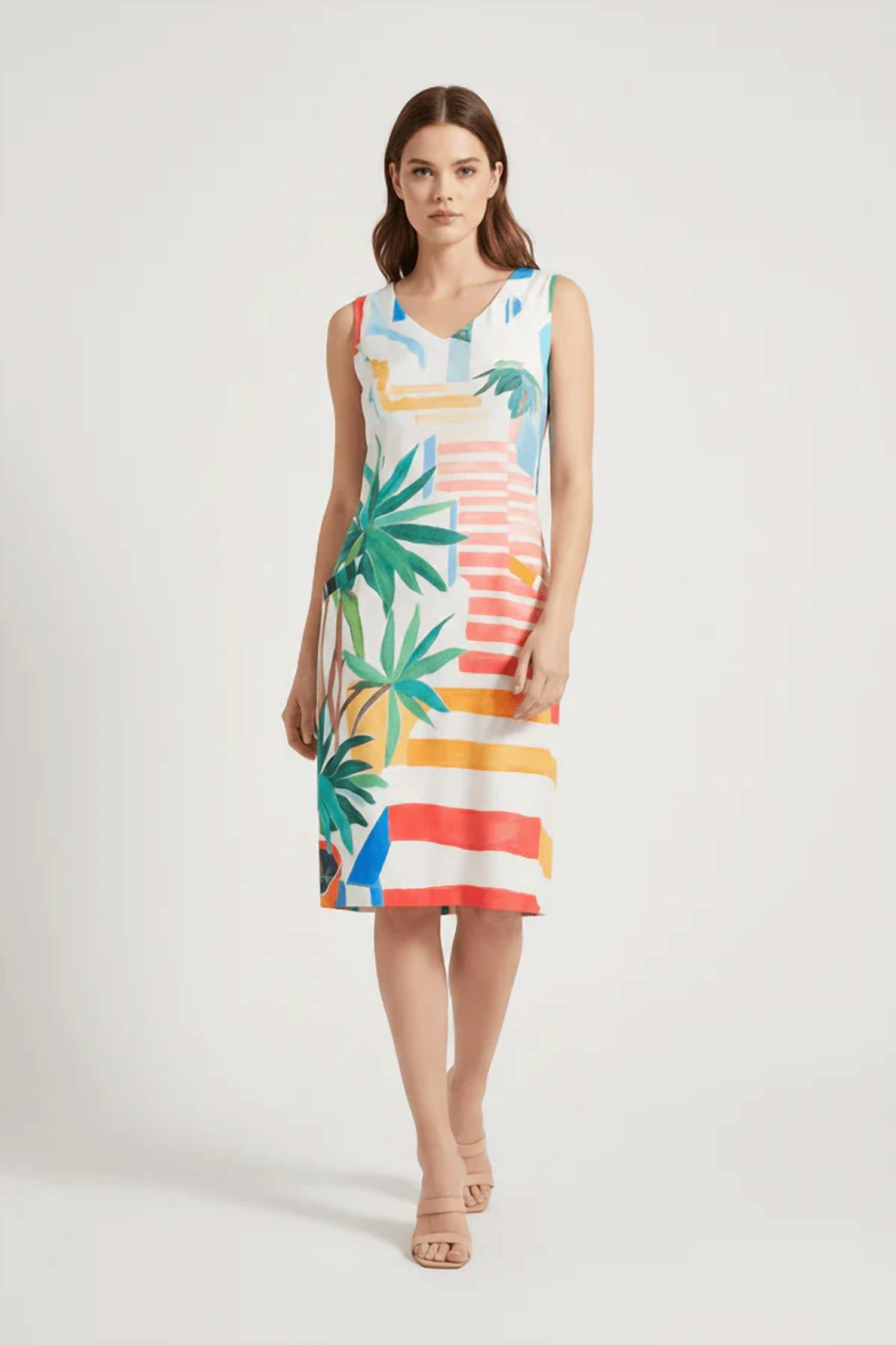 Dolcezza - Pots On The Stairs Sleeveless Midi Dress