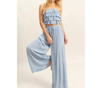 Hyfve - Ruffle Top And Flowy Pants Set