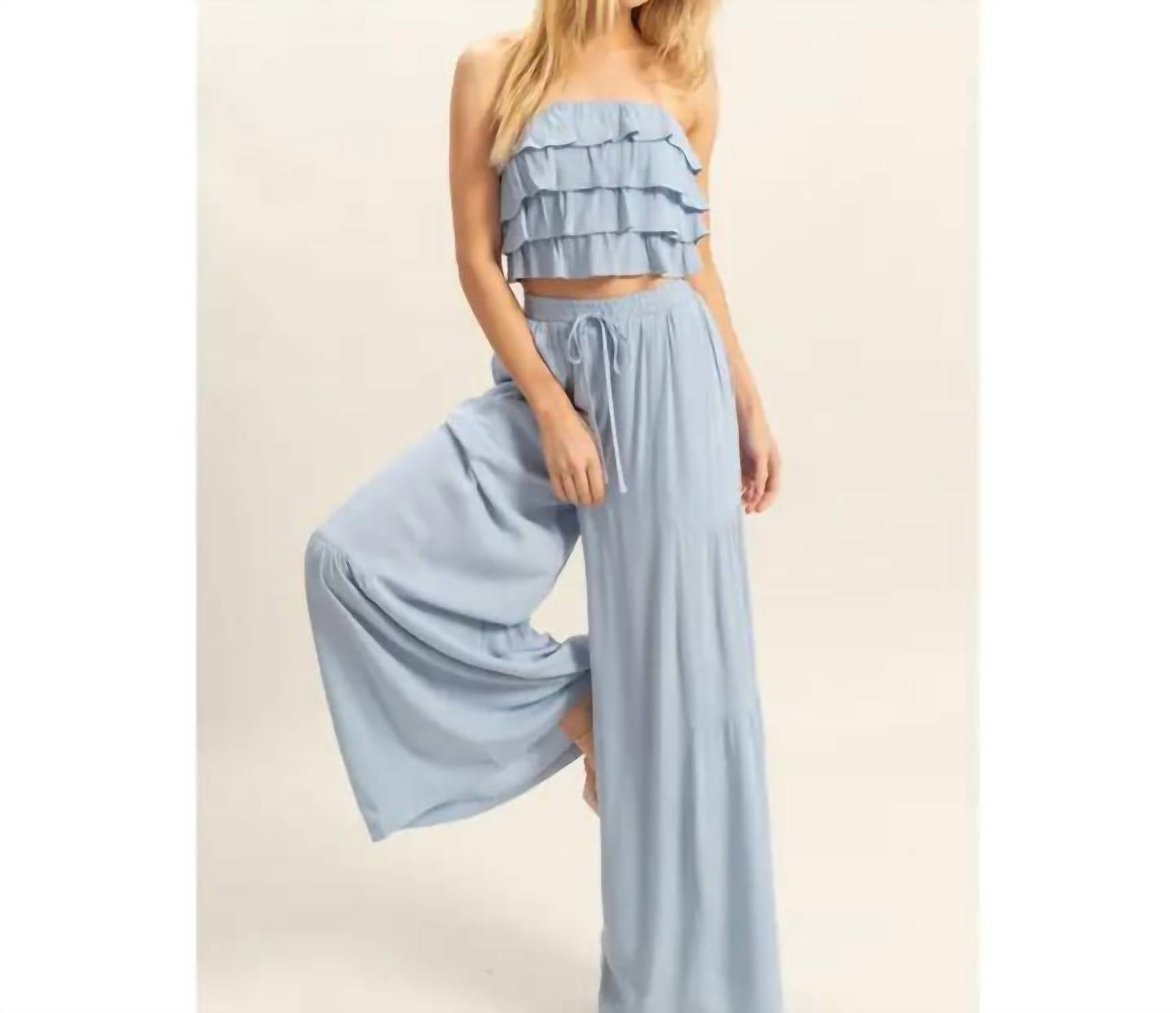 Hyfve - Ruffle Top And Flowy Pants Set
