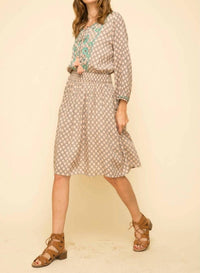 Mystree - Peaceful Breeze Embroidered Printed Dress