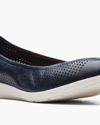 Clarks Women's Jenette Ease Ballet Flat in navy leather - women's flats - view 7