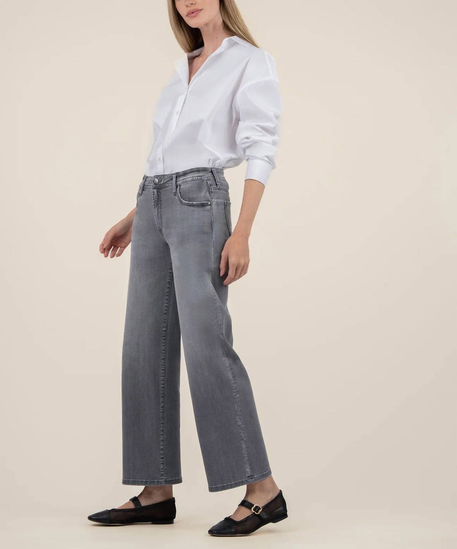 KUT FROM THE KLOTH Charlotte Mid Rise Wide Leg Jeans in grey - women's jeans - alternate view