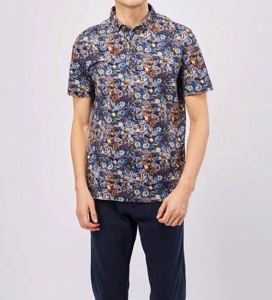 Luchiano Visconti - Leo Mosaic Floral Short Sleeve Polo