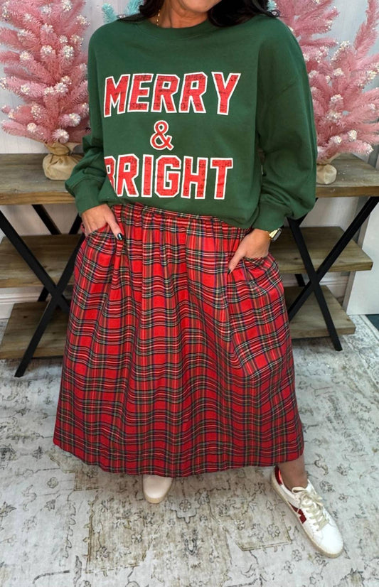 Entro - Plaid Pleated Skirt With Pockets