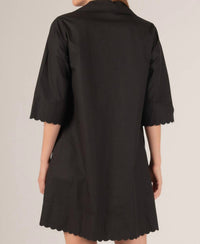Before You Collection Tamara Poplin Scalloped Hem Shirt Mini Dress in black - women's dress - alternate view