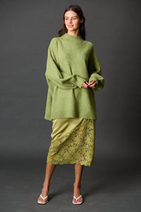 Before You - Knit Ribbed Funnel Neck Oversized Pullover