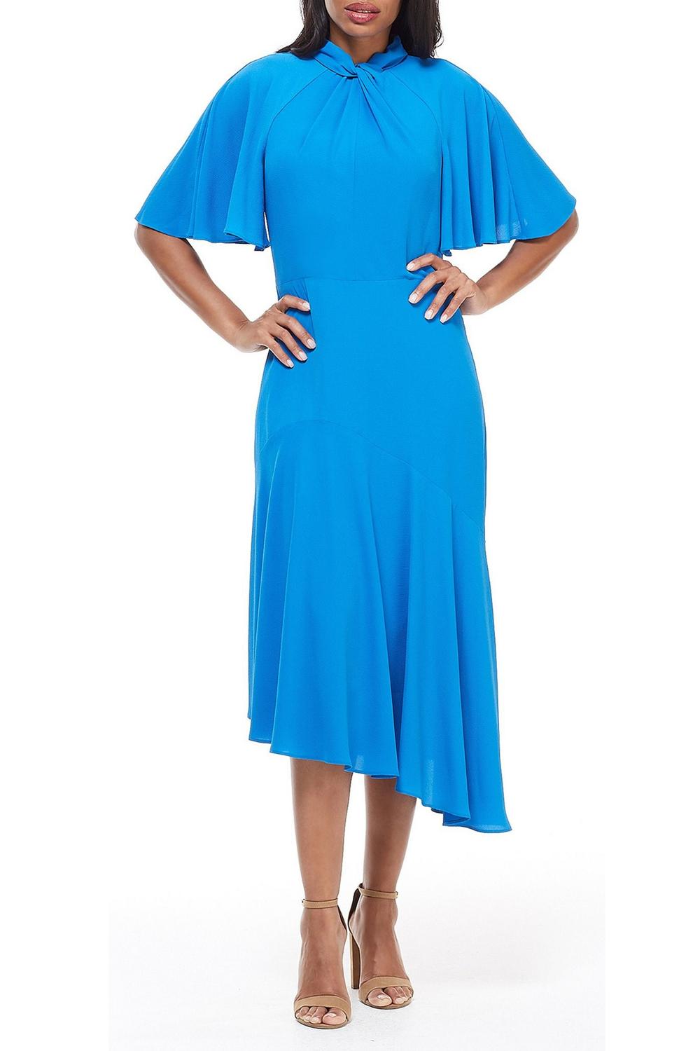Maggy London - Twist Mock Neck Flutter Sleeve Midi Dress