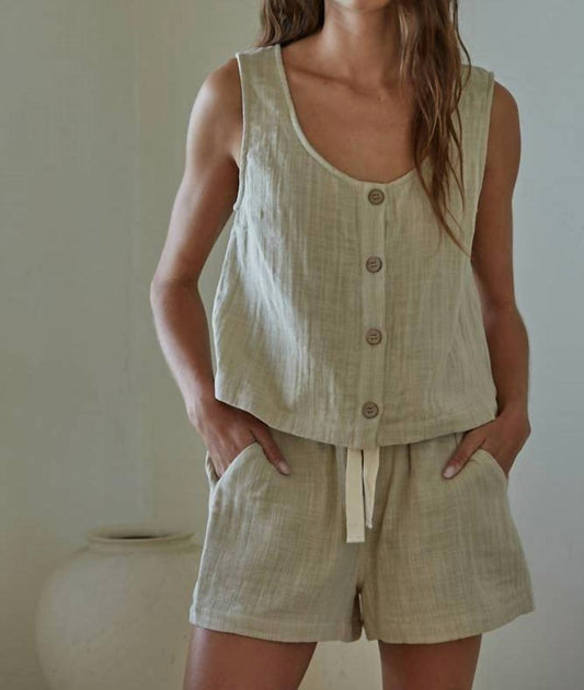 By Together - Woven Cotton Button Down Tank