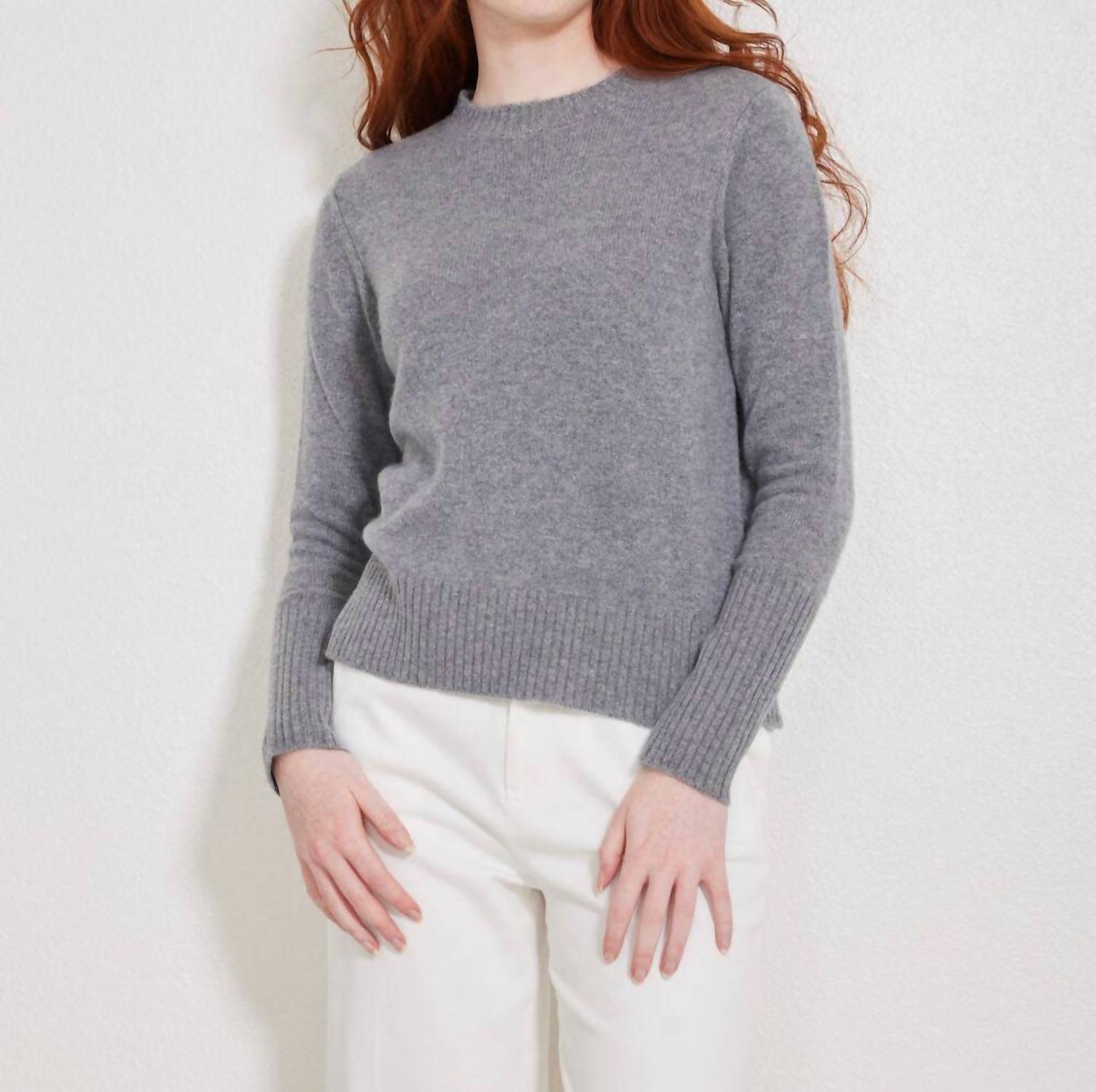 NOT MONDAY Jane Cashmere Crewneck Sweater in storm grey - women's sweater