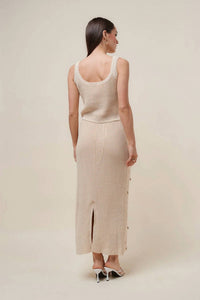 Able - Katherine Seashell Embellished Crochet Knit Midi Skirt & Tank Set