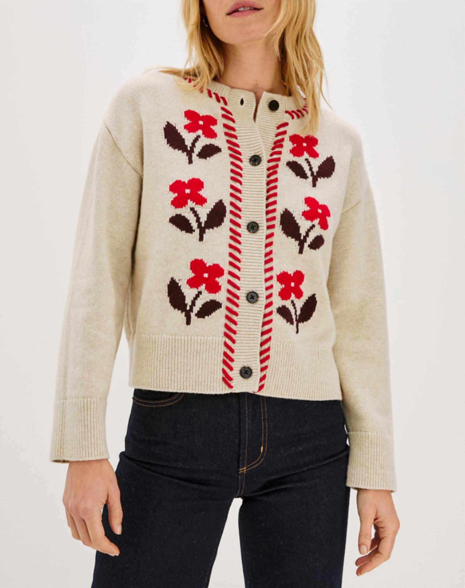 Rails Mavie Cardigan in carmine floral 2 - women's cardigan