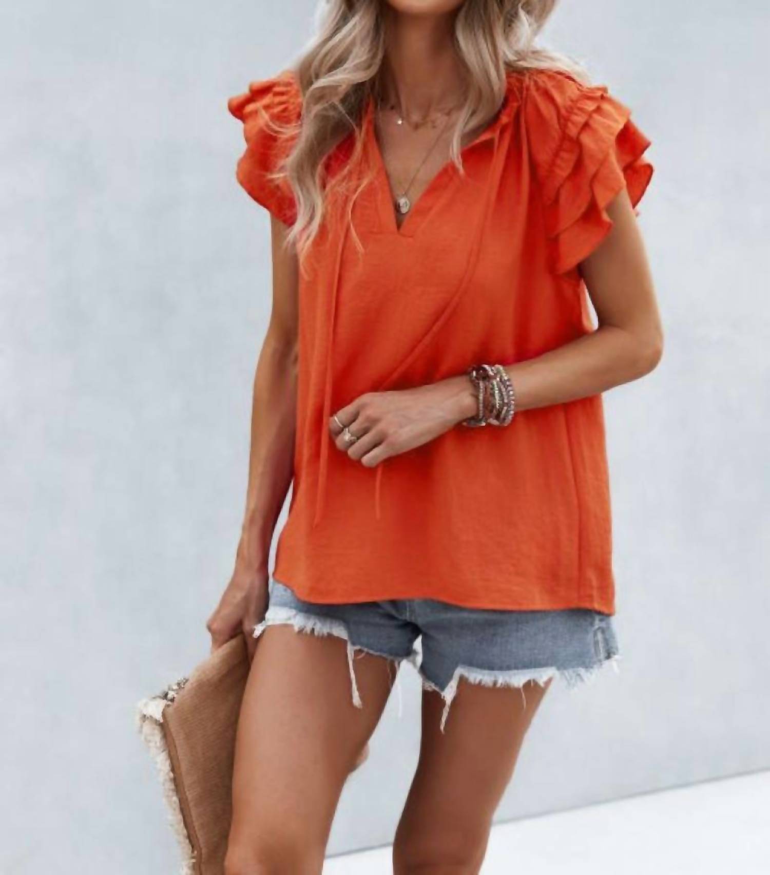 Miss Sparkling - Boho Ruffled Sleeve Blouse