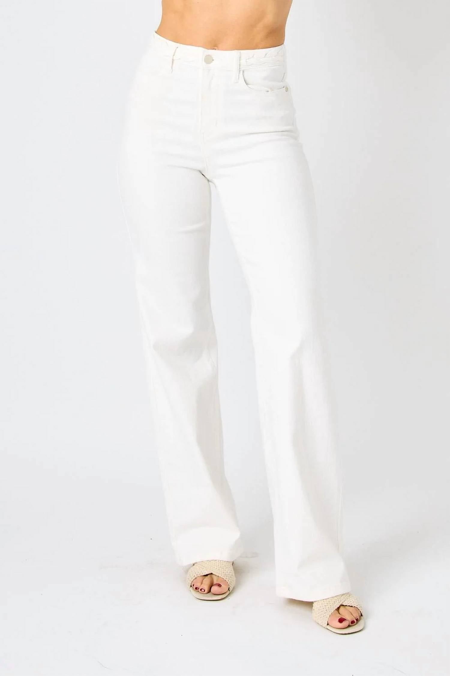 Judy Blue - High Waist Braided Waist Band Wide Leg Jeans