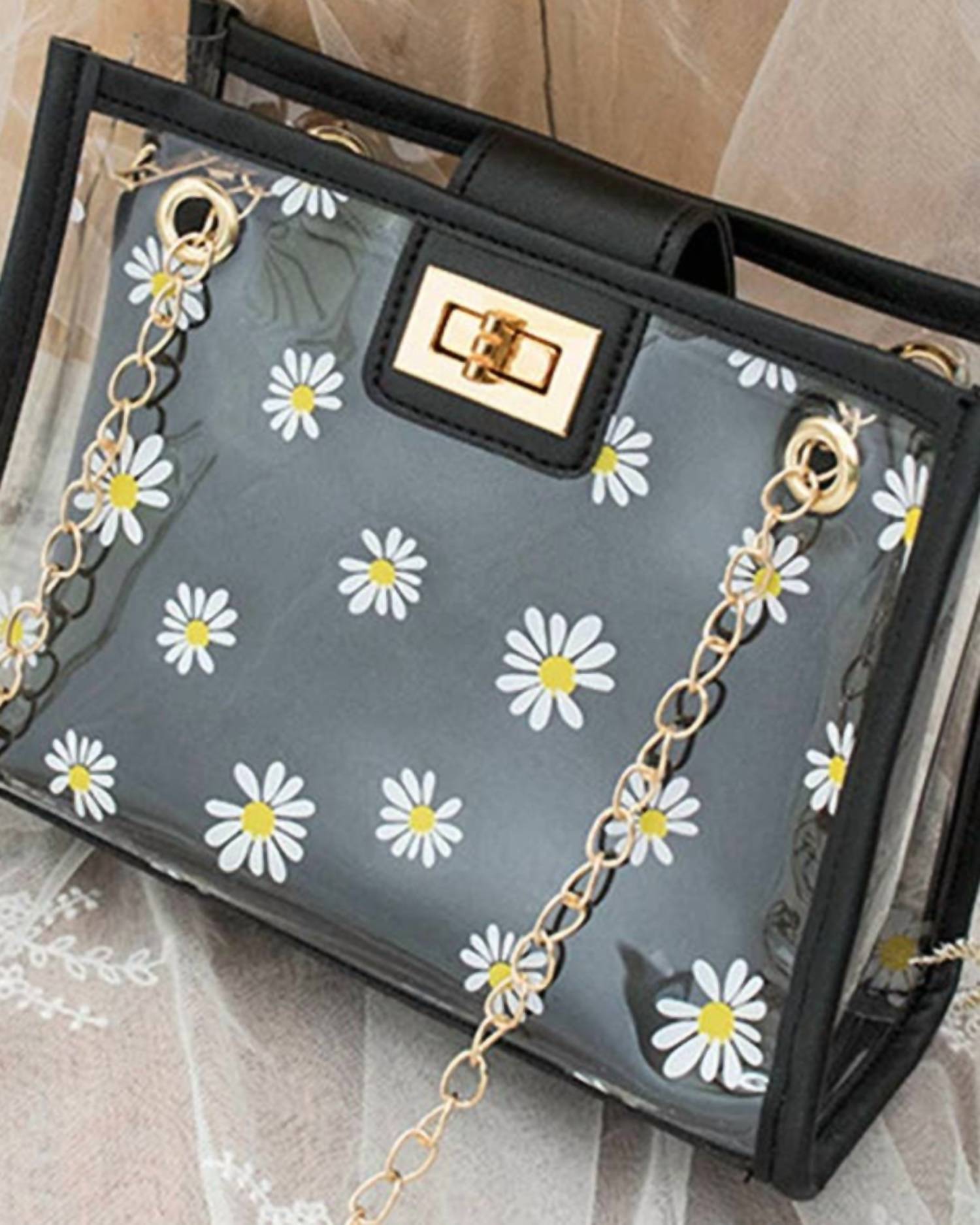Accity - Women's Daisy Floral Transparent Mini Crossbody Bag