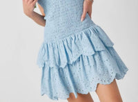 Baby Pink - Chloe Strapless Dress - blue - clothing - cotton
