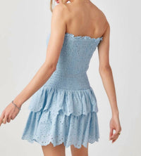 Baby Pink - Chloe Strapless Dress - blue - clothing - cotton