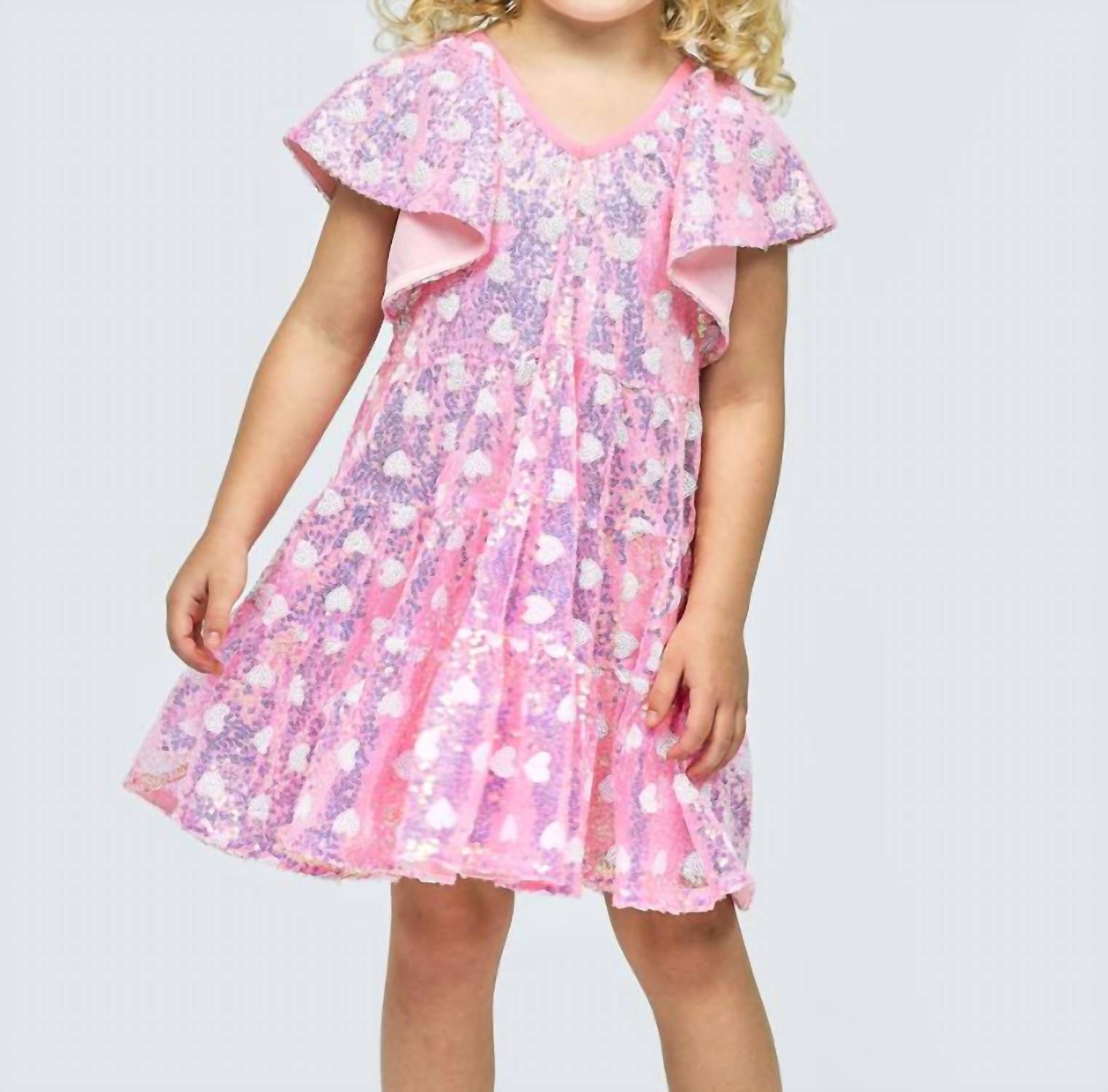 Baby Sara - Girl's Flutter Sleeve Sequin Dress - casual - clothing - dresses