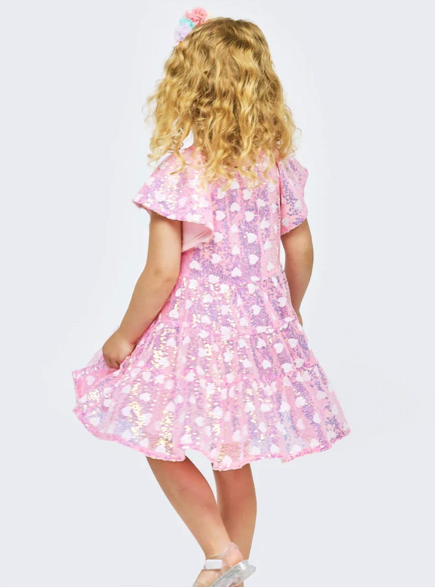 Baby Sara - Girl's Flutter Sleeve Sequin Dress - casual - clothing - dresses