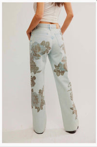 Free People Tinsley printed Jeans in blue - women's jeans - alternate view