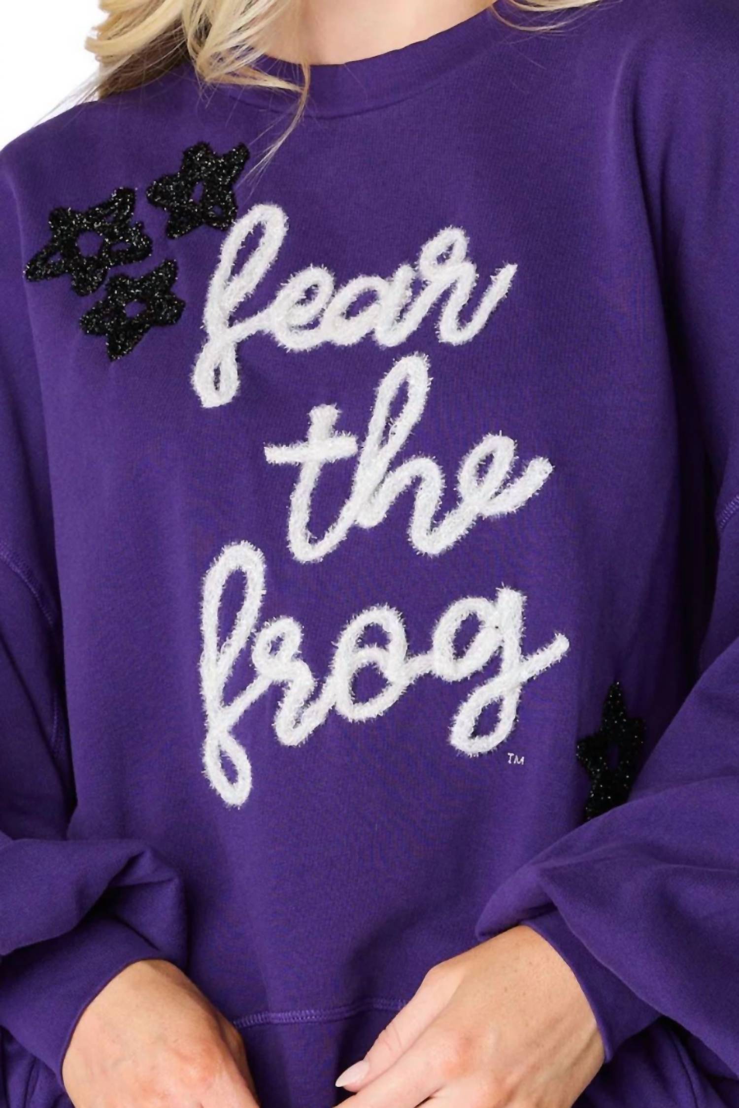 Stewart Simmons - Fear The Frog Glitter Script Balloon Sweatshirt