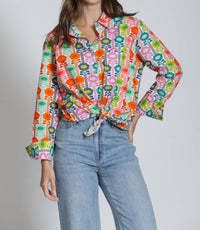 APNY Boyfriend Button Up Shirt in mod bloom - women's blouse