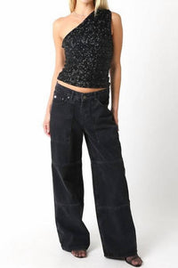 Olivaceous - Mia One Shoulder Sequin