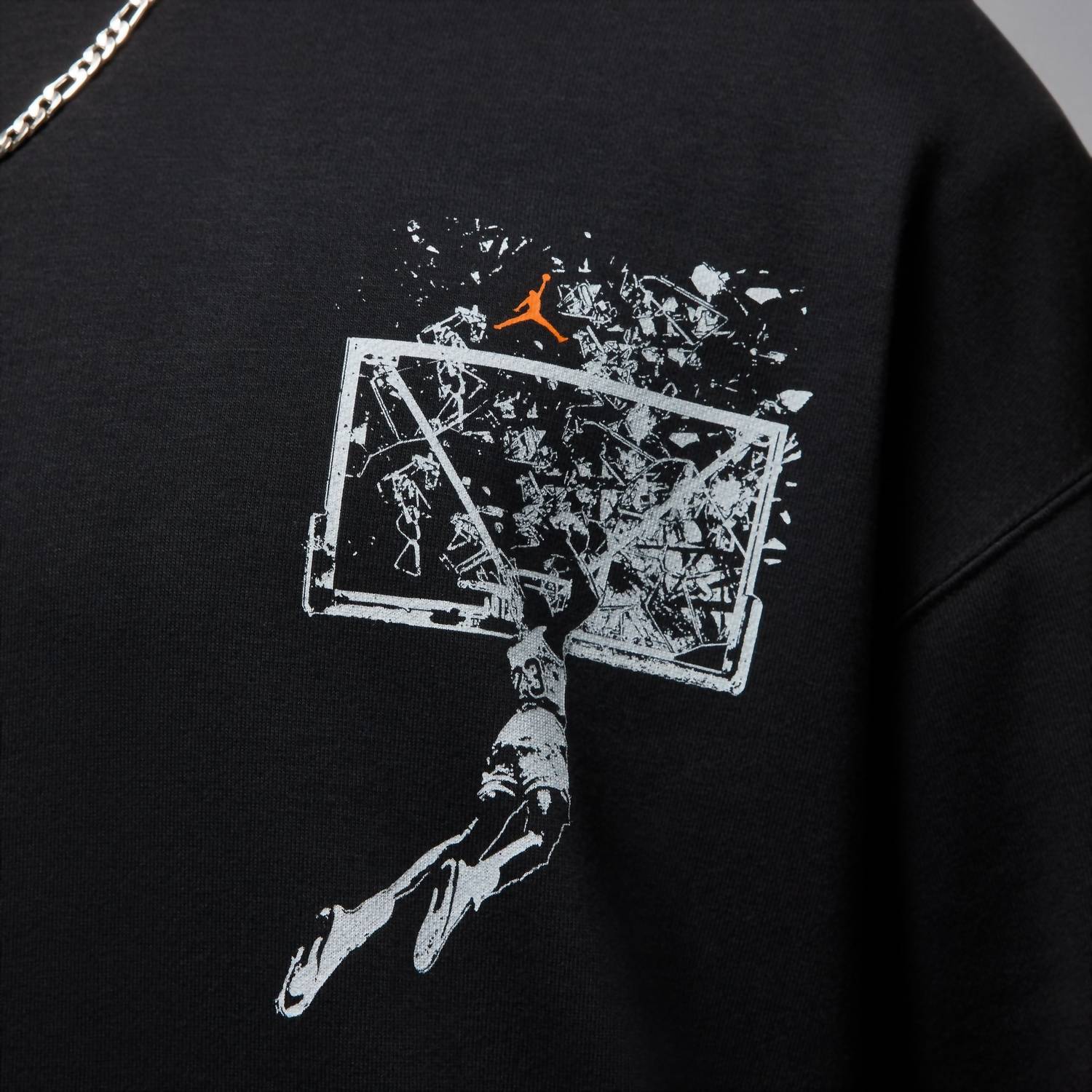 Jordan Brooklyn Hoodie in black orange white - men's shirt - alternate view