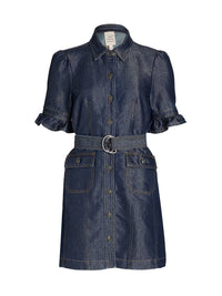 Cinq A Sept - Nolita Shimmer Denim Belted Minidress