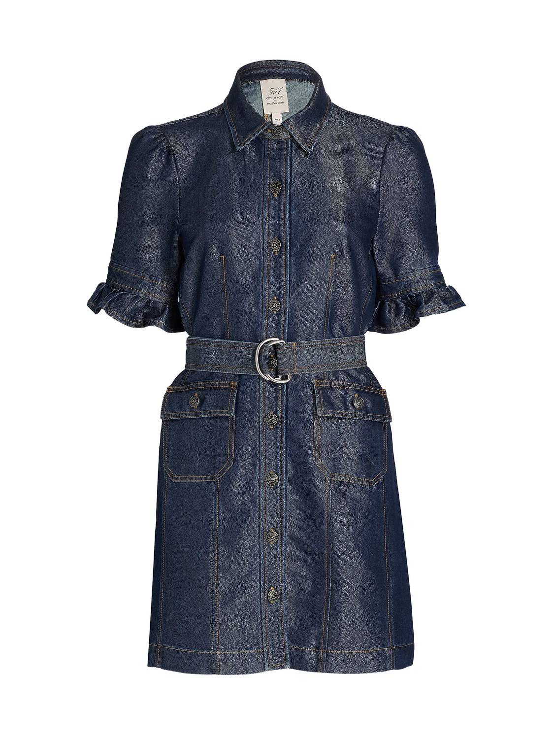 Cinq A Sept - Nolita Shimmer Denim Belted Minidress