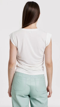 Another Love Soft Side Shirred Muscle Tee Top in white - women's shirt - alternate view