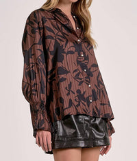 Elan - Foliage Button Down Top