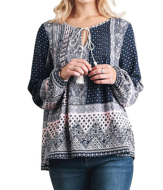 Umgee - Women's Bohemian Tassel Tie Top