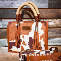 Wrangler - Women's Cow Print Tote Crossbody Bag