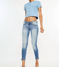 Kancan - Low Rise Distressed Ankle Skinny Jeans