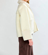 SARA CAMPBELL Rhiannon Shearling Suede Jacket in ivory - women's jacket - alternate view