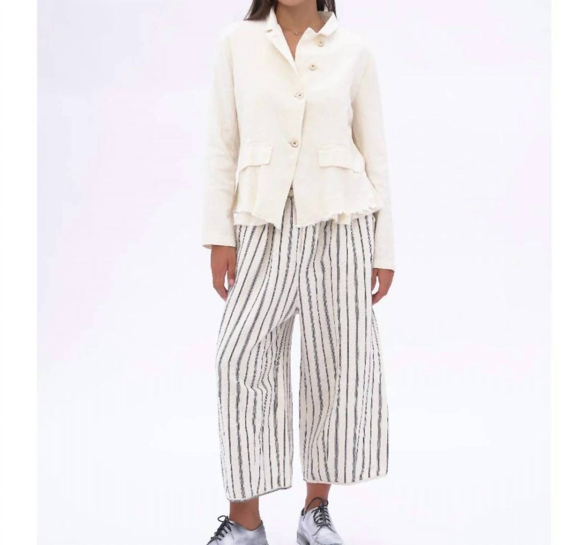 Baci - Cotton Linen Blend Raw Edge Layered Jacket