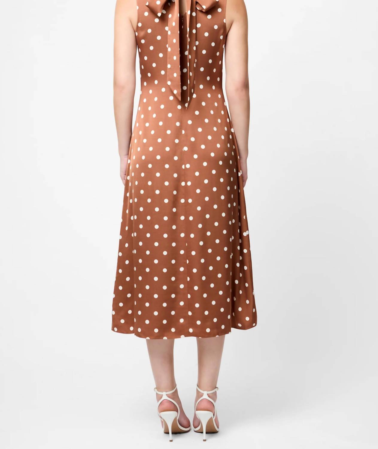 French Connection - Ennis Satin Sleeveless Bow Midi Dress